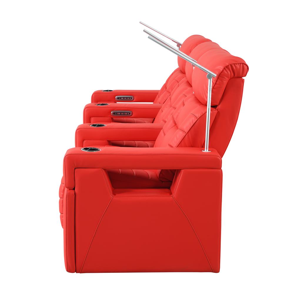 RowOne Rebellion 3 Chair Straight Row Motorized - Red - RowOne-RO8045-R3CH-RED