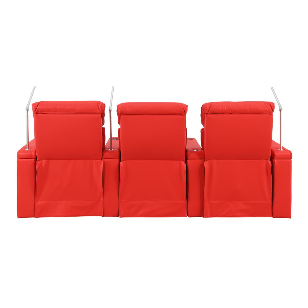 RowOne Rebellion 3 Chair Straight Row Motorized - Red - RowOne-RO8045-R3CH-RED