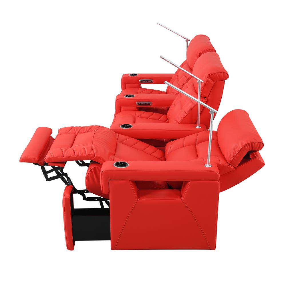 RowOne Rebellion 3 Chair Straight Row Motorized - Red - RowOne-RO8045-R3CH-RED