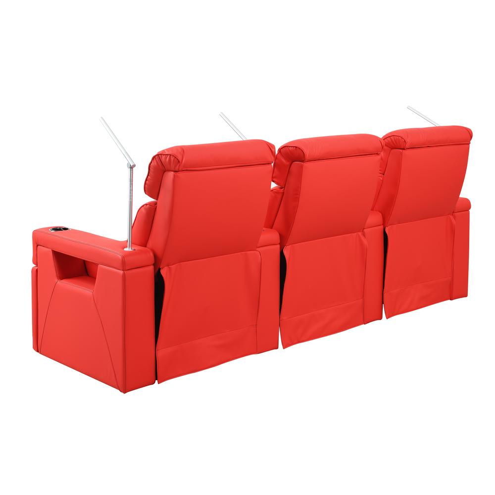 RowOne Rebellion 3 Chair Straight Row Motorized - Red - RowOne-RO8045-R3CH-RED