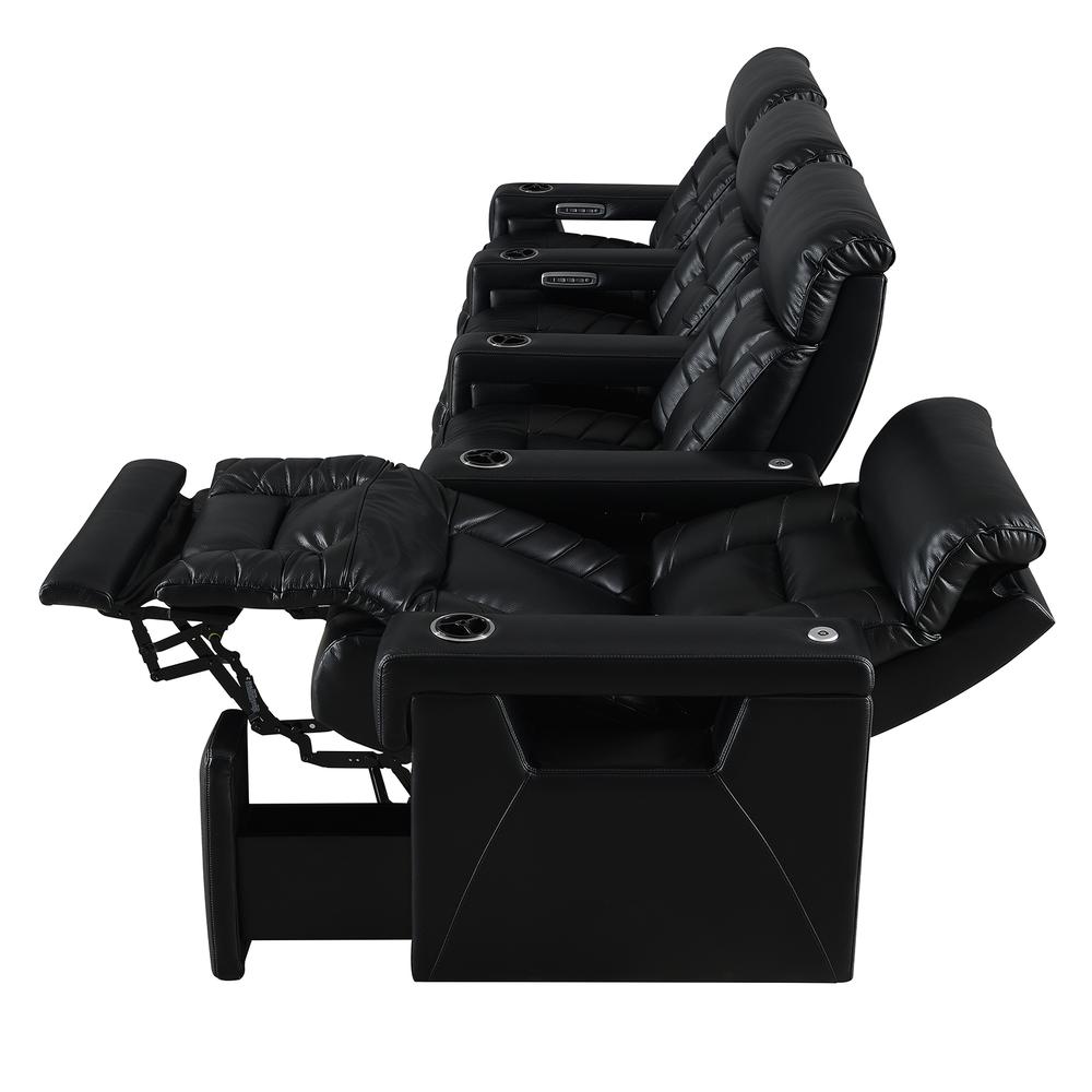 RowOne Rebellion 4 Chair Straight Row Motorized - Black - RowOne-RO8045-R4CH-BLK