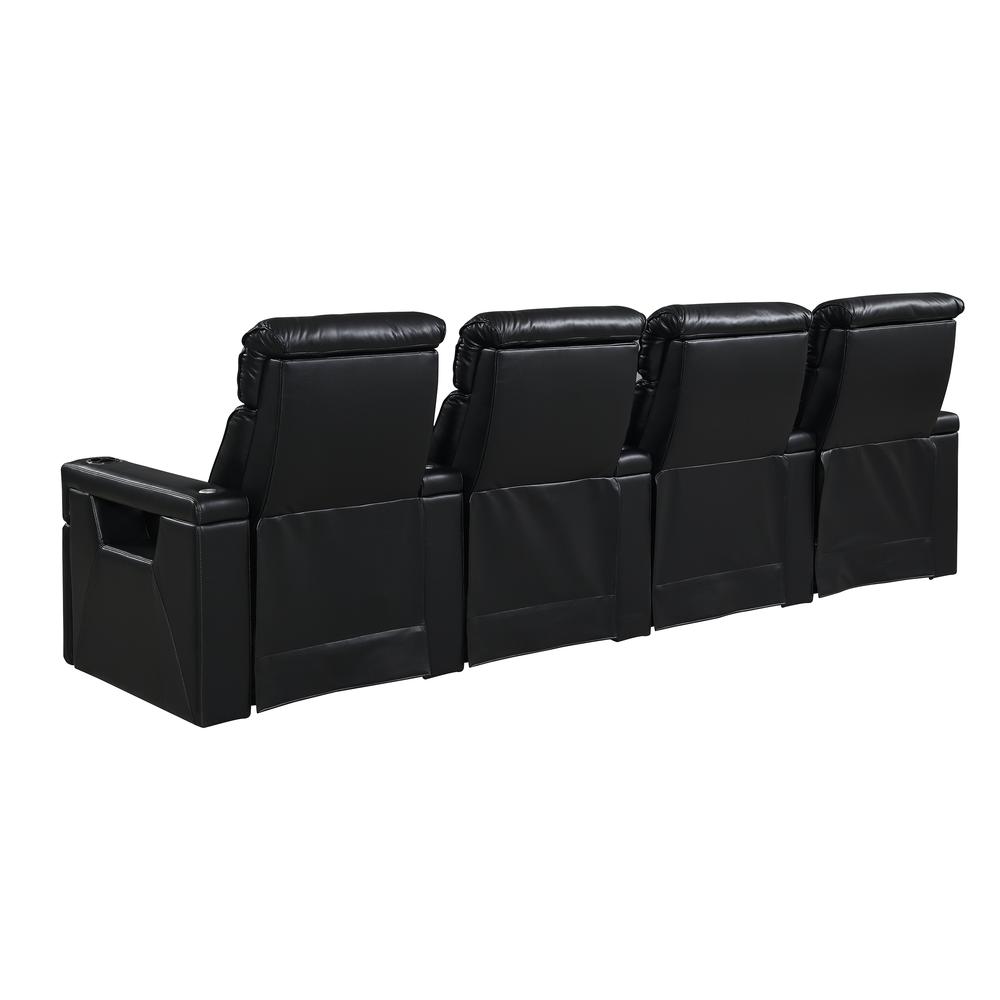 RowOne Rebellion 4 Chair Straight Row Motorized - Black - RowOne-RO8045-R4CH-BLK