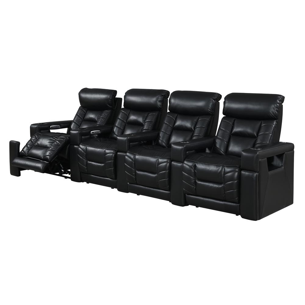 RowOne Rebellion 4 Chair Straight Row Motorized - Black - RowOne-RO8045-R4CH-BLK