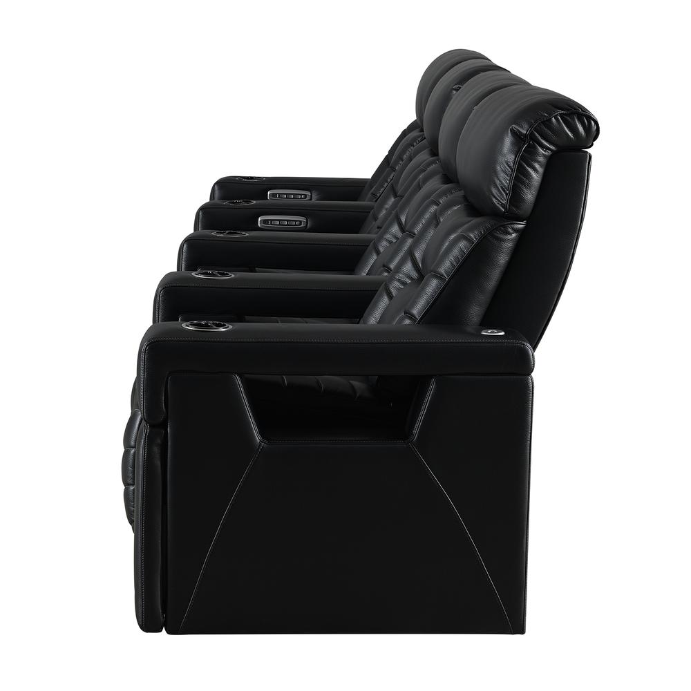 RowOne Rebellion 4 Chair Straight Row Motorized - Black - RowOne-RO8045-R4CH-BLK