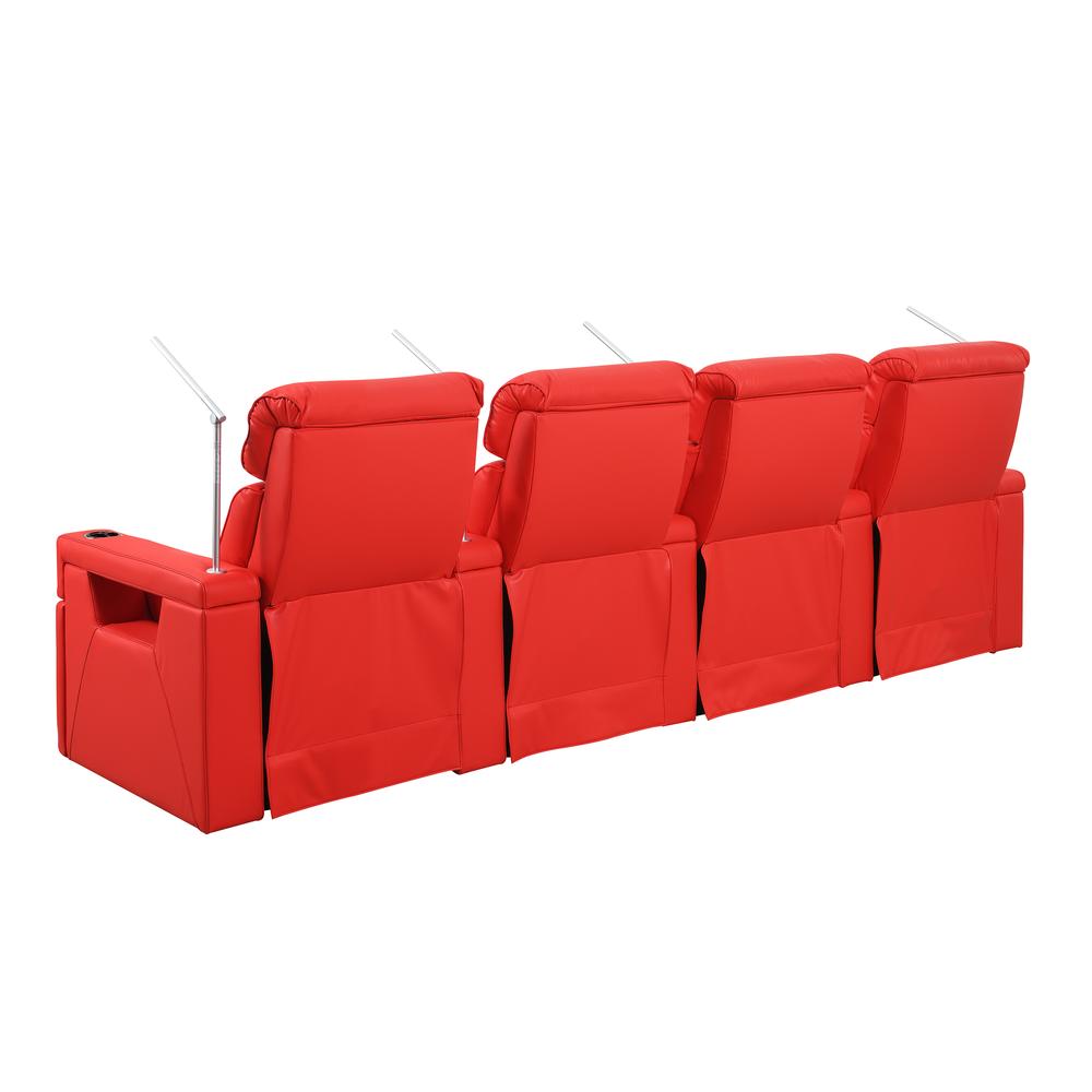 RowOne Rebellion 4 Chair Straight Row Motorized - Red - RowOne-RO8045-R4CH-RED