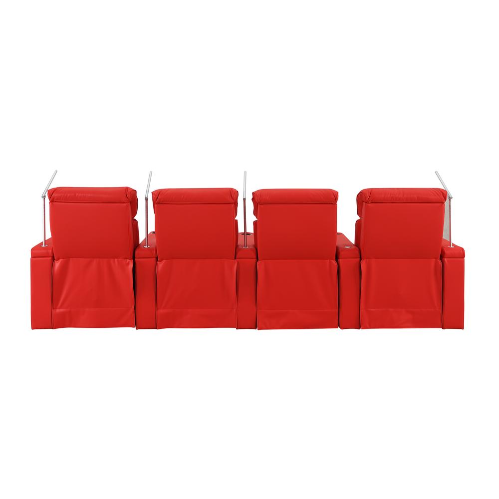 RowOne Rebellion 4 Chair Straight Row Motorized - Red - RowOne-RO8045-R4CH-RED