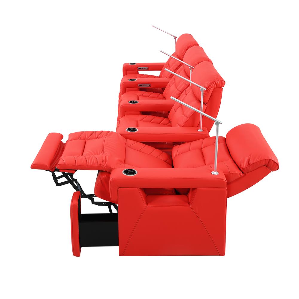 RowOne Rebellion 4 Chair Straight Row Motorized - Red - RowOne-RO8045-R4CH-RED