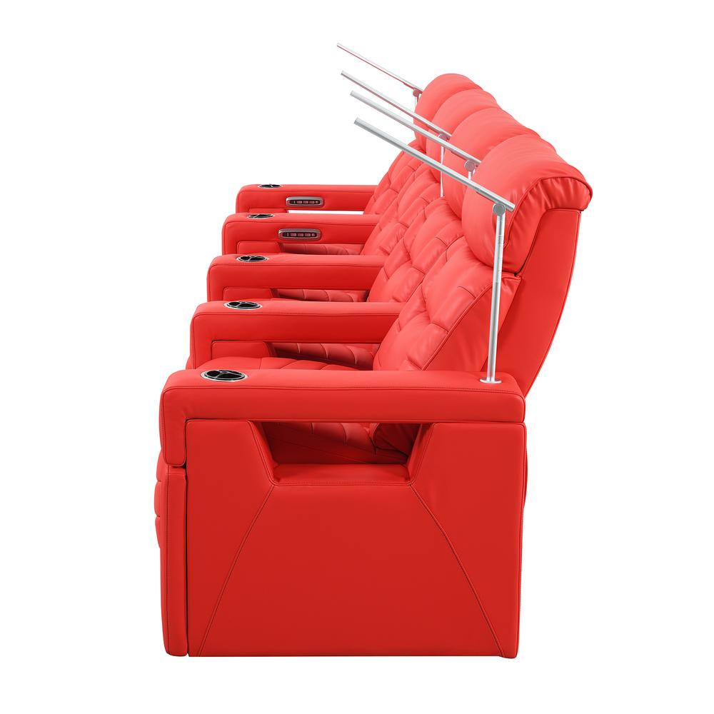 RowOne Rebellion 4 Chair Straight Row Motorized - Red - RowOne-RO8045-R4CH-RED