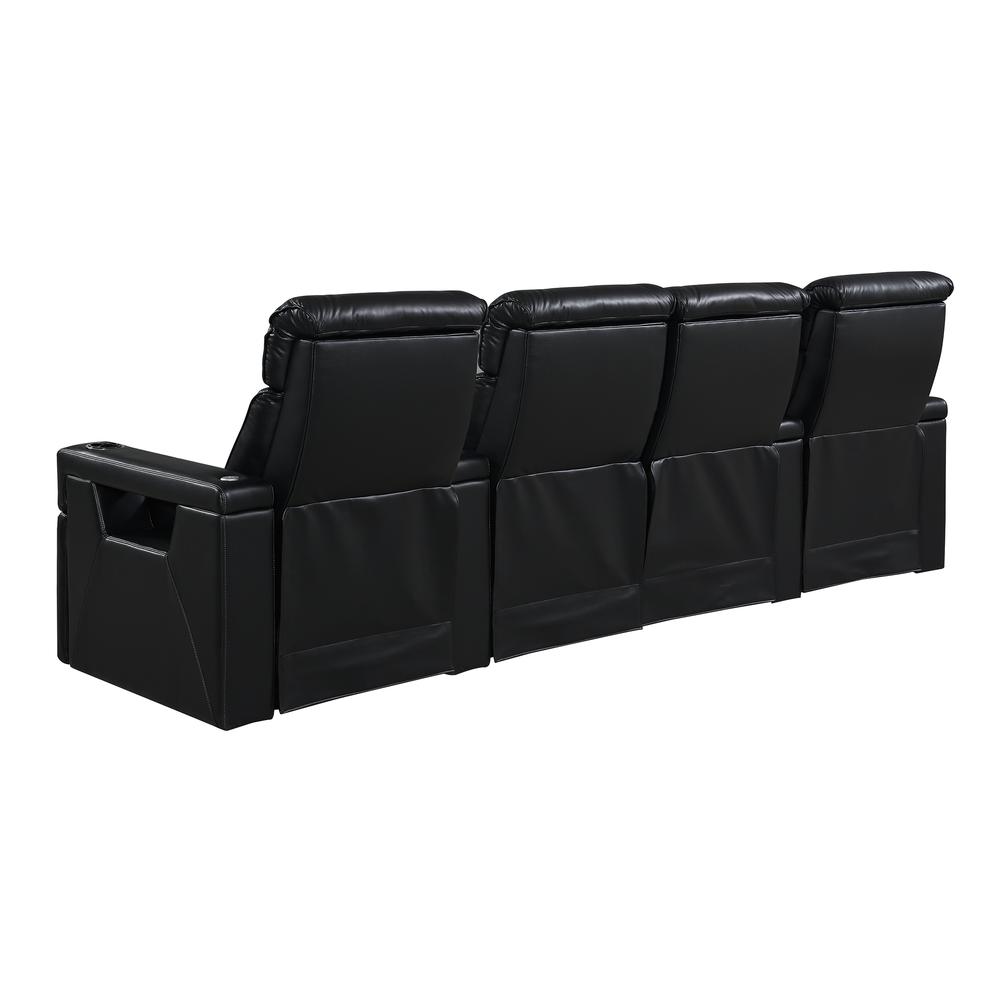 RowOne Rebellion 4 Chair Straight Row with Loveseat Motorized - Black - RowOne-RO8045-R4LSH-BLK