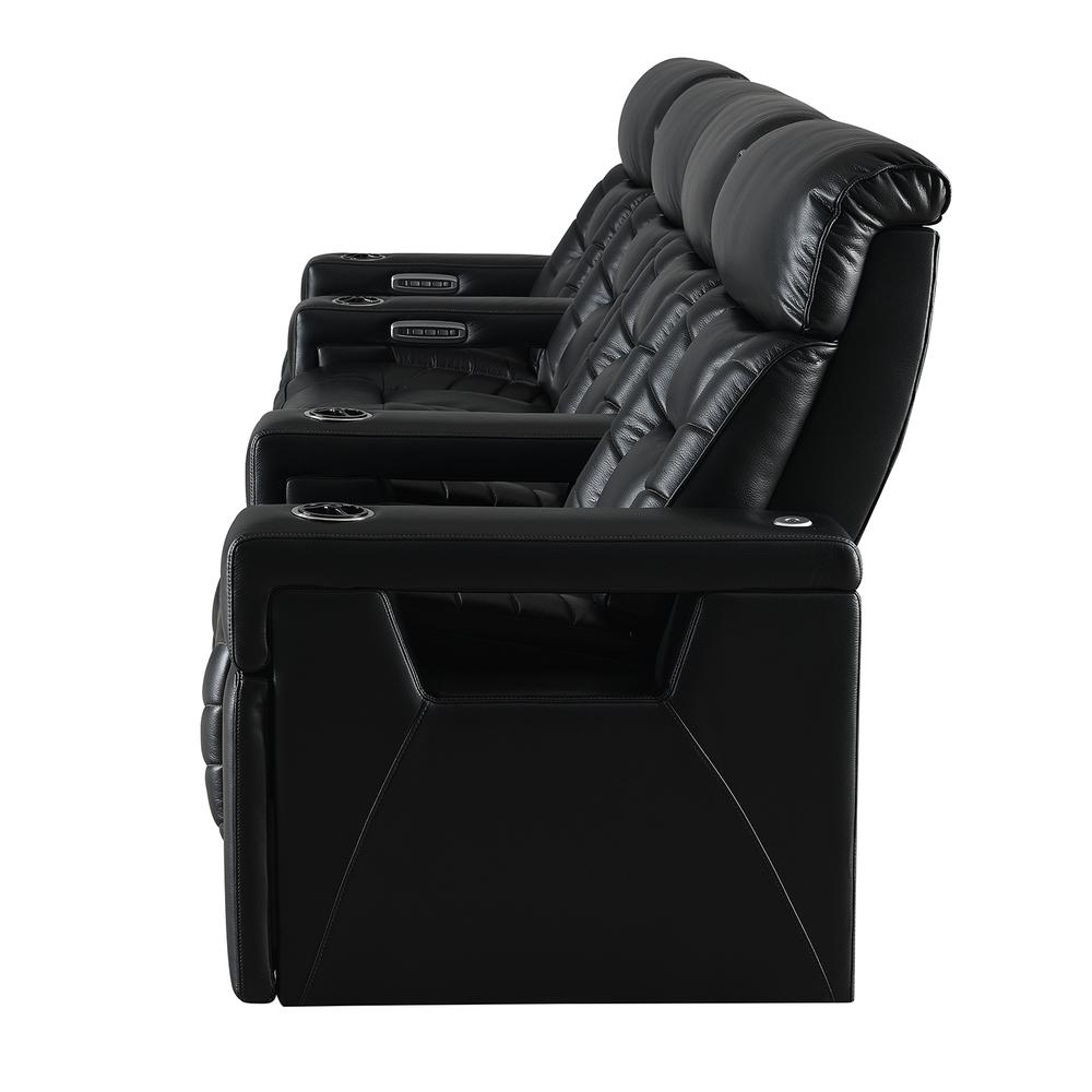 RowOne Rebellion 4 Chair Straight Row with Loveseat Motorized - Black - RowOne-RO8045-R4LSH-BLK