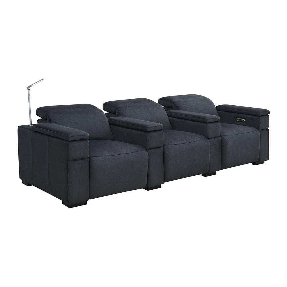 RowOne Calveri Microfiber Fabric 3 Seat Sofa Power Recline - Charcoal - RowOne-RO9010-R3SFA-CHARCOAL-FABRIC