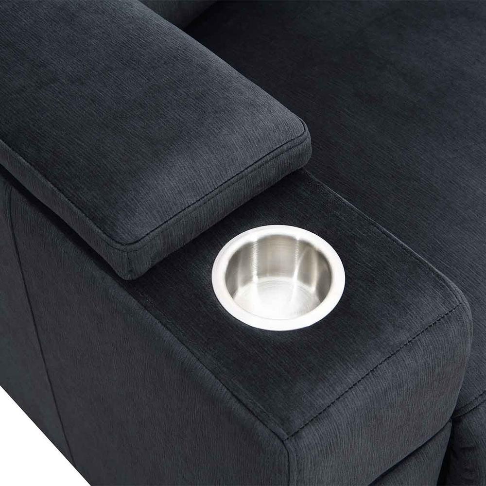 RowOne Cavleri 2-Arm Swivel Base Chair Power Recline - Charcoal - RowOne-RO9010-15H-CHARCOAL-FABRIC