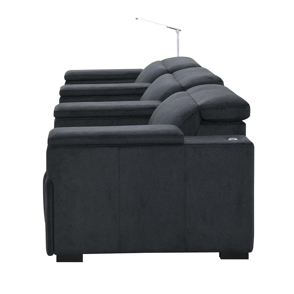 RowOne Calveri Microfiber Fabric 3 Seat Sofa Power Recline - Charcoal - RowOne-RO9010-R3SFA-CHARCOAL-FABRIC