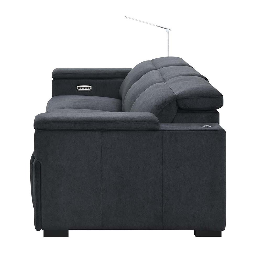 RowOne Calveri Microfiber Fabric 4 Chair Straight Row Power Recline - Charcoal - RowOne-RO9010-R4CH-CHARCOAL-FABRIC