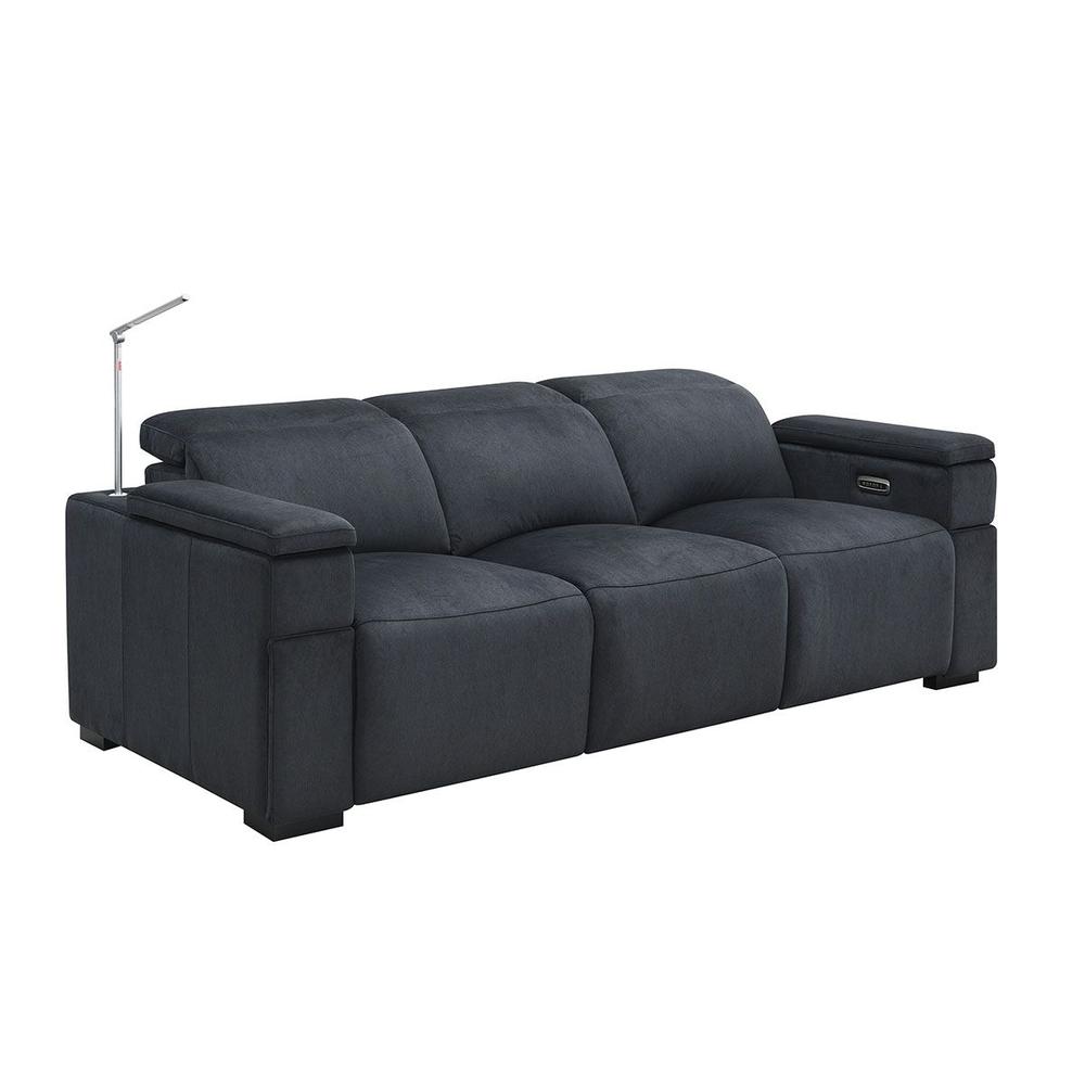 RowOne Calveri Microfiber Fabric 4 Chair Straight Row Power Recline - Charcoal - RowOne-RO9010-R4CH-CHARCOAL-FABRIC