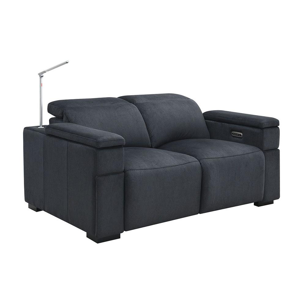 RowOne Calveri Microfiber Fabric 3 Chair Straight Row Power Recline - Charcoal - RowOne-RO9010-R3CH-CHARCOAL-FABRIC