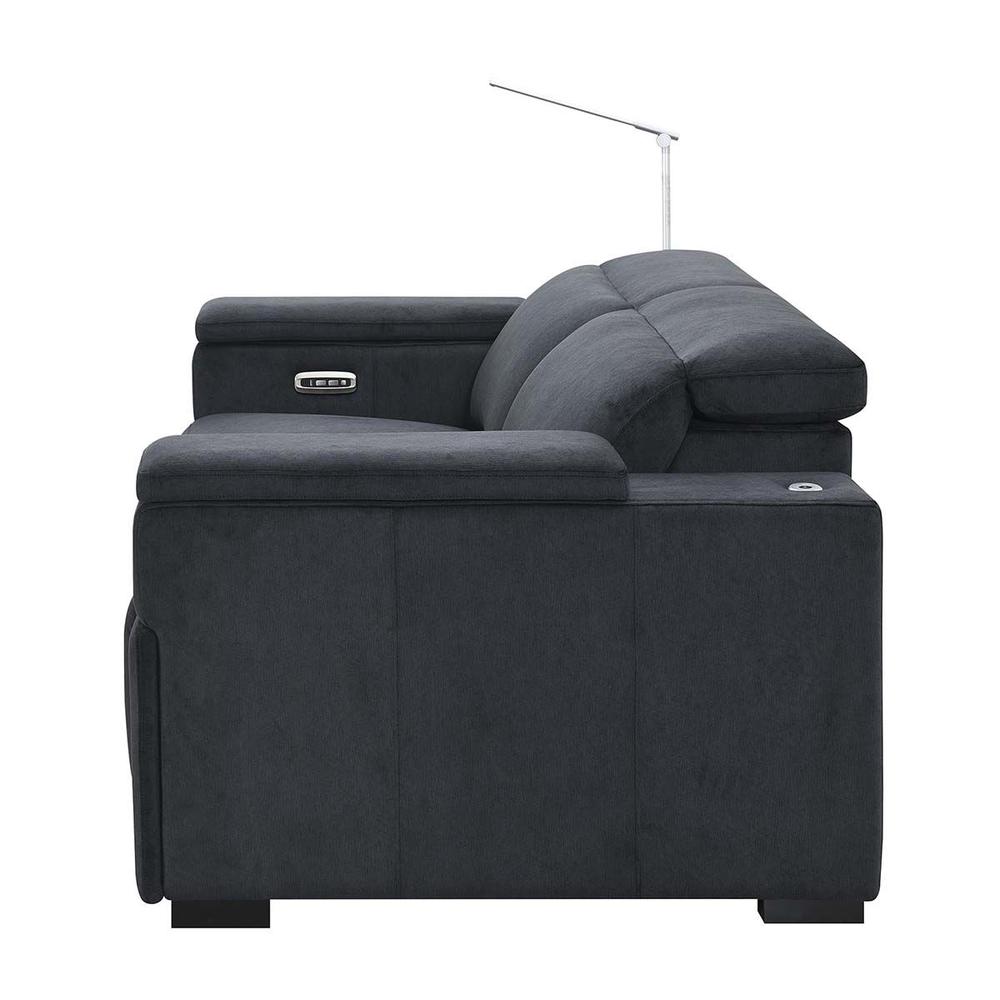 RowOne Calveri Microfiber Fabric 3 Chair Straight Row Power Recline - Charcoal - RowOne-RO9010-R3CH-CHARCOAL-FABRIC