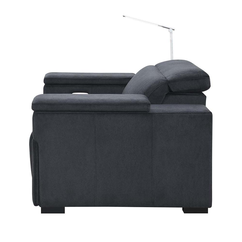 RowOne Calveri Microfiber Fabric 2-Arm Chair Power Recline - Charcoal - RowOne-RO9010-08H-CHARCOAL-FABRIC