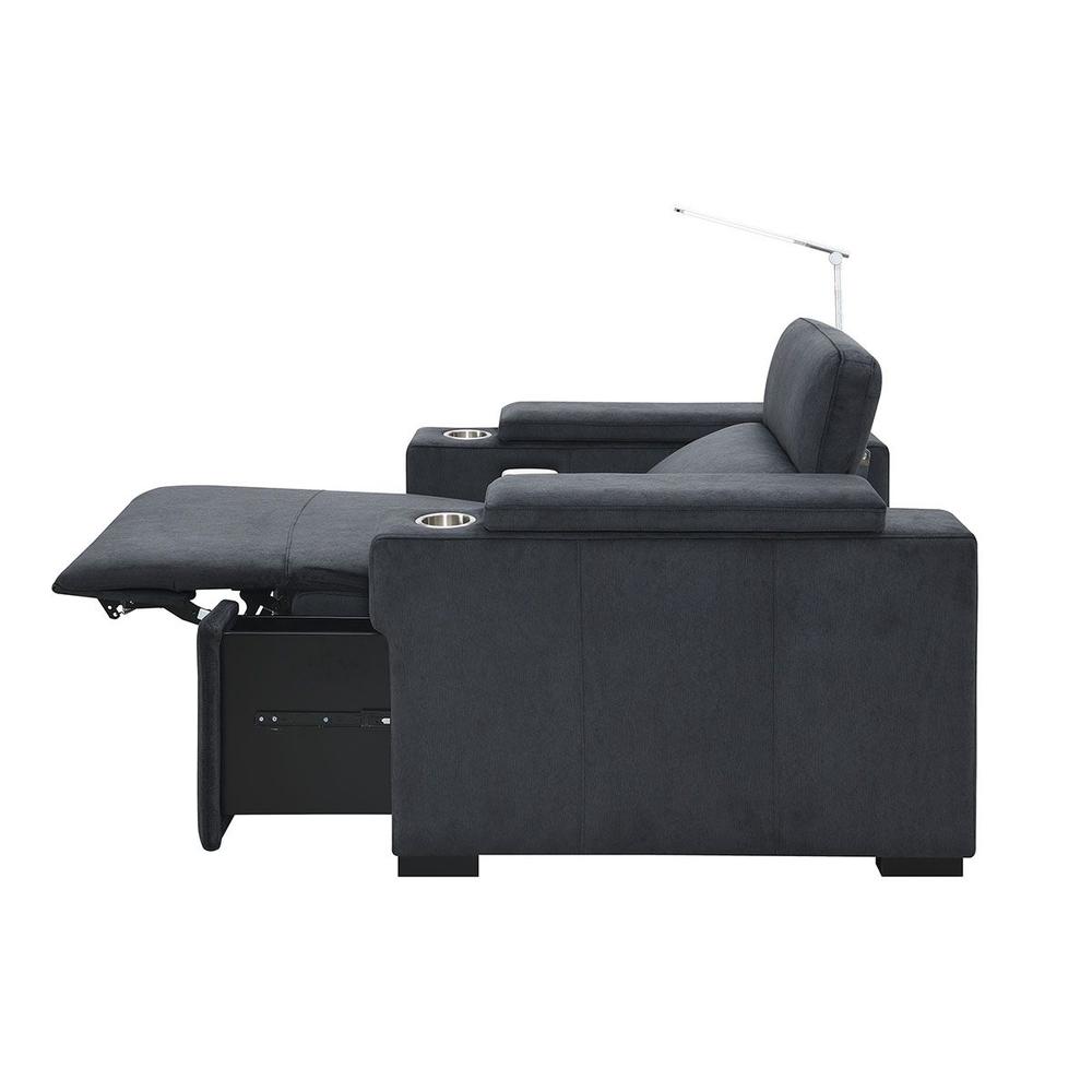 RowOne Calveri Microfiber Fabric 2-Arm Chair Power Recline - Charcoal - RowOne-RO9010-08H-CHARCOAL-FABRIC