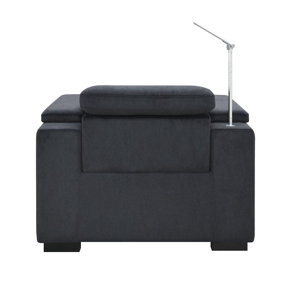 RowOne Calveri Microfiber Fabric 2-Arm Chair Power Recline - Charcoal - RowOne-RO9010-08H-CHARCOAL-FABRIC