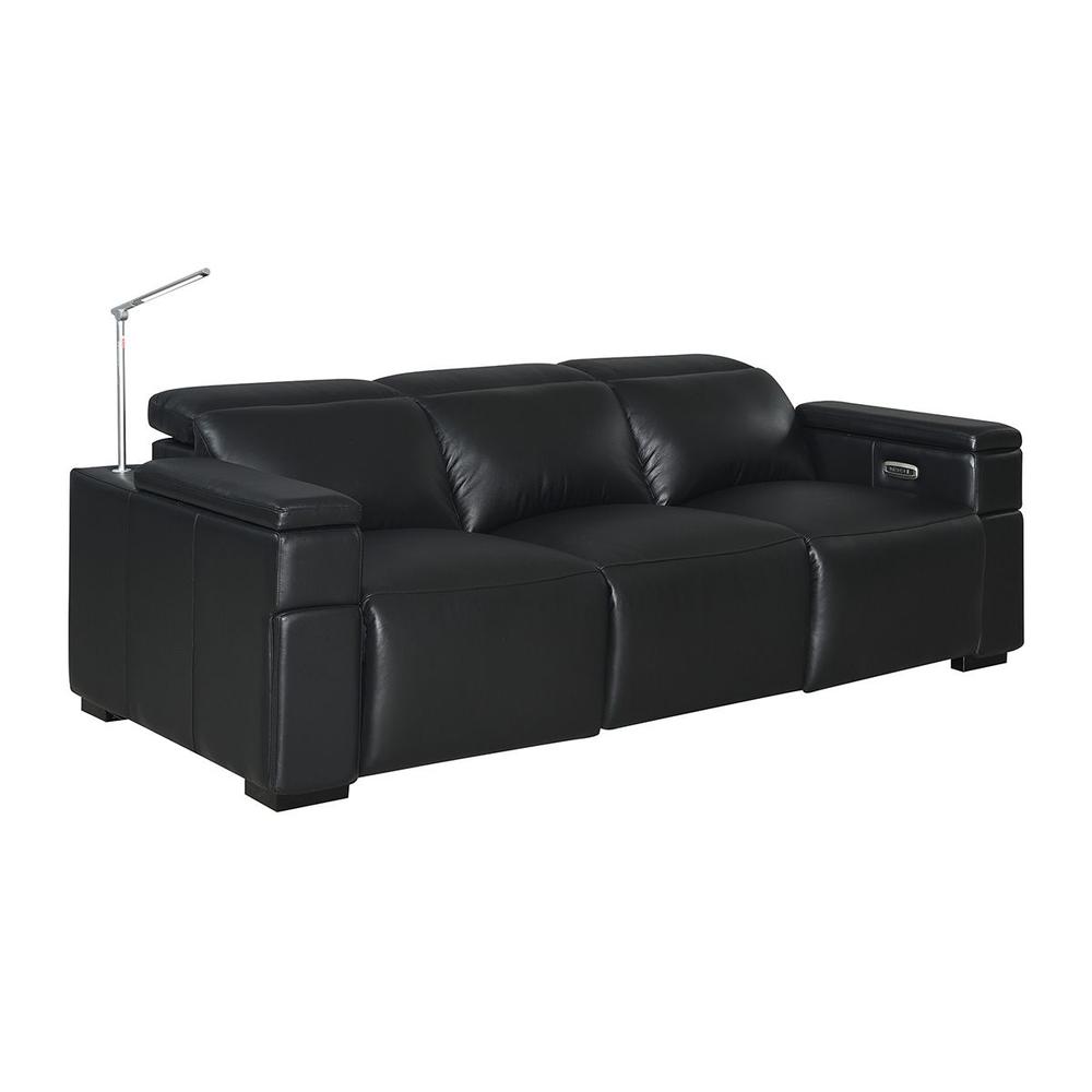 RowOne Calveri Black Leather 4 Chair Straight Row Power Recline - RowOne-RO9010-R4CH-BLK