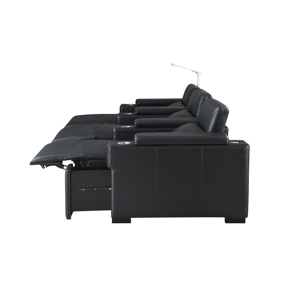 RowOne Calveri Black Leather 3 Seat Sofa Power Recline - RowOne-RO9010-R3SFA-BLK