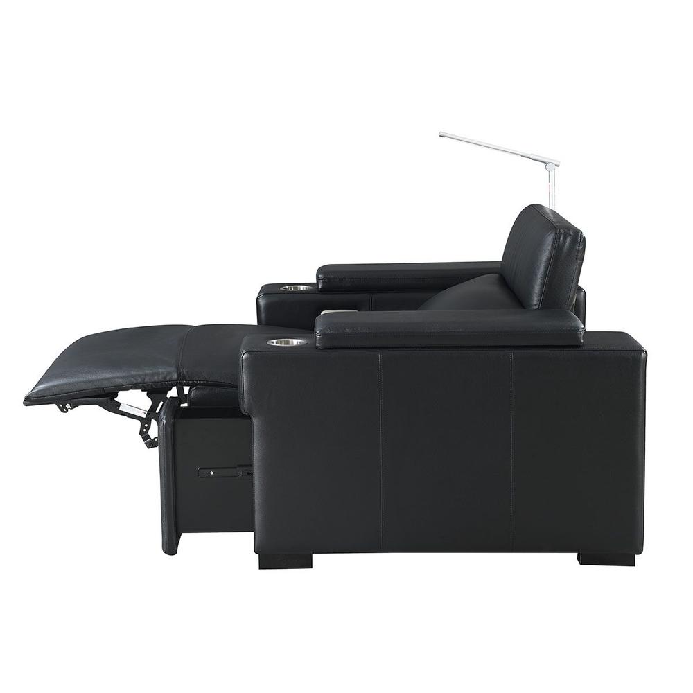 RowOne Calveri Black Leather 2-Arm Chair Power Recline - RowOne-RO9010-08H-BLK