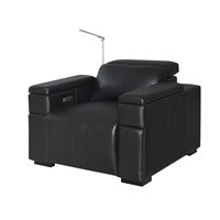 RowOne Calveri Black Leather 2-Arm Chair Power Recline