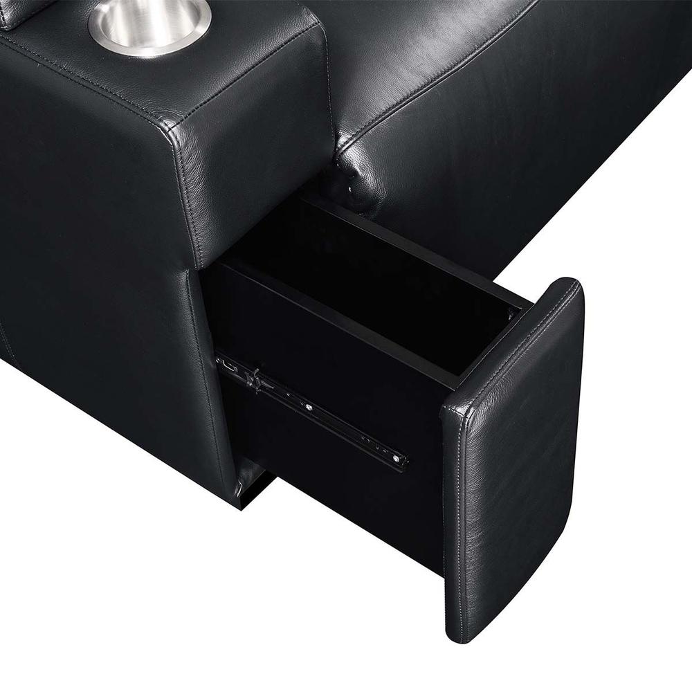 RowOne Calveri Black Leather 2-Arm Chair Power Recline - RowOne-RO9010-08H-BLK