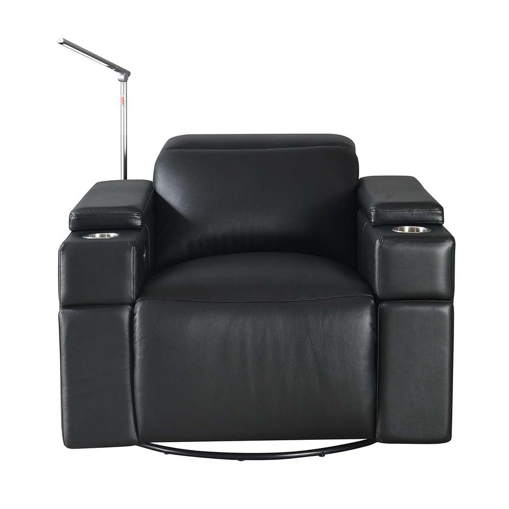 RowOne Calveri Black Leather 2 Chair Straight Row Power Recline - RowOne-RO9010-R2CH-BLK