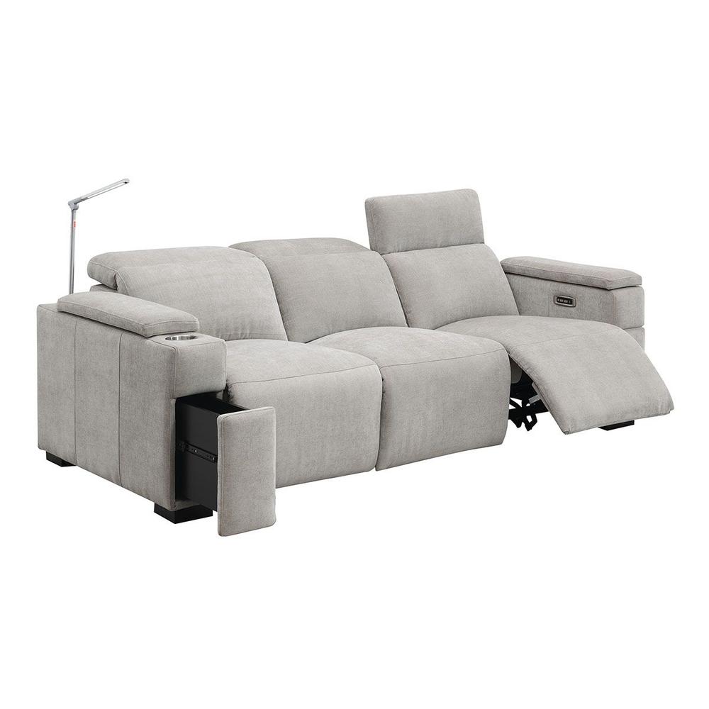 RowOne Calveri Microfiber Fabric 3 Seat Sofa Power Recline - Taupe - RowOne-RO9010-R3SFA-TAUPE-FABRIC