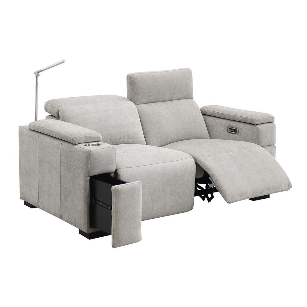 RowOne Calveri Microfiber Fabric 2 Seat Loveseat Power Recline - Taupe - RowOne-RO9010-R2LSH-TAUPE-FABRIC