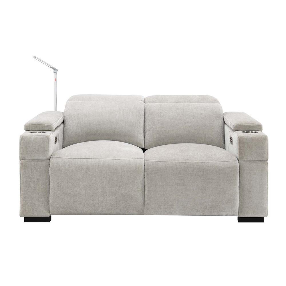 RowOne Calveri Microfiber Fabric 2 Seat Loveseat Power Recline - Taupe - RowOne-RO9010-R2LSH-TAUPE-FABRIC