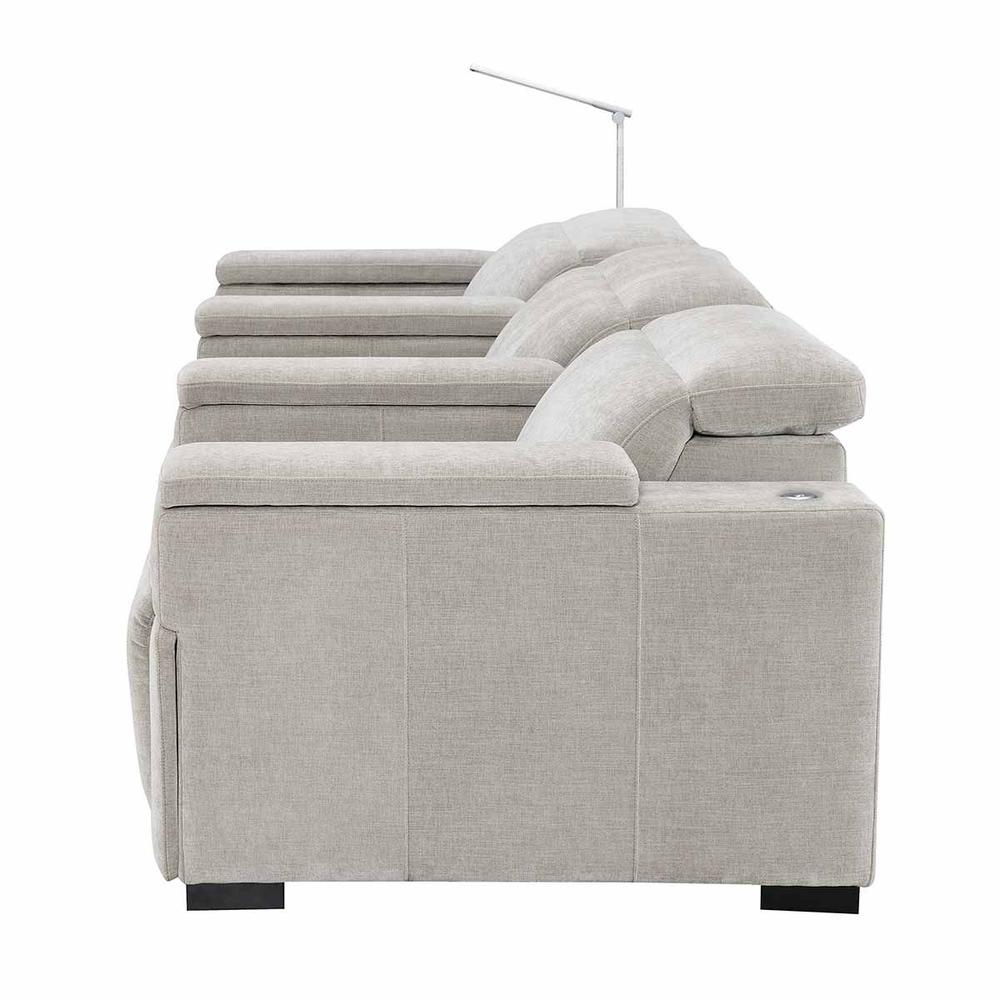 RowOne Calveri Microfiber Fabric 3 Chair Straight Row Power Recline - Taupe - RowOne-RO9010-R3CH-TAUPE-FABRIC