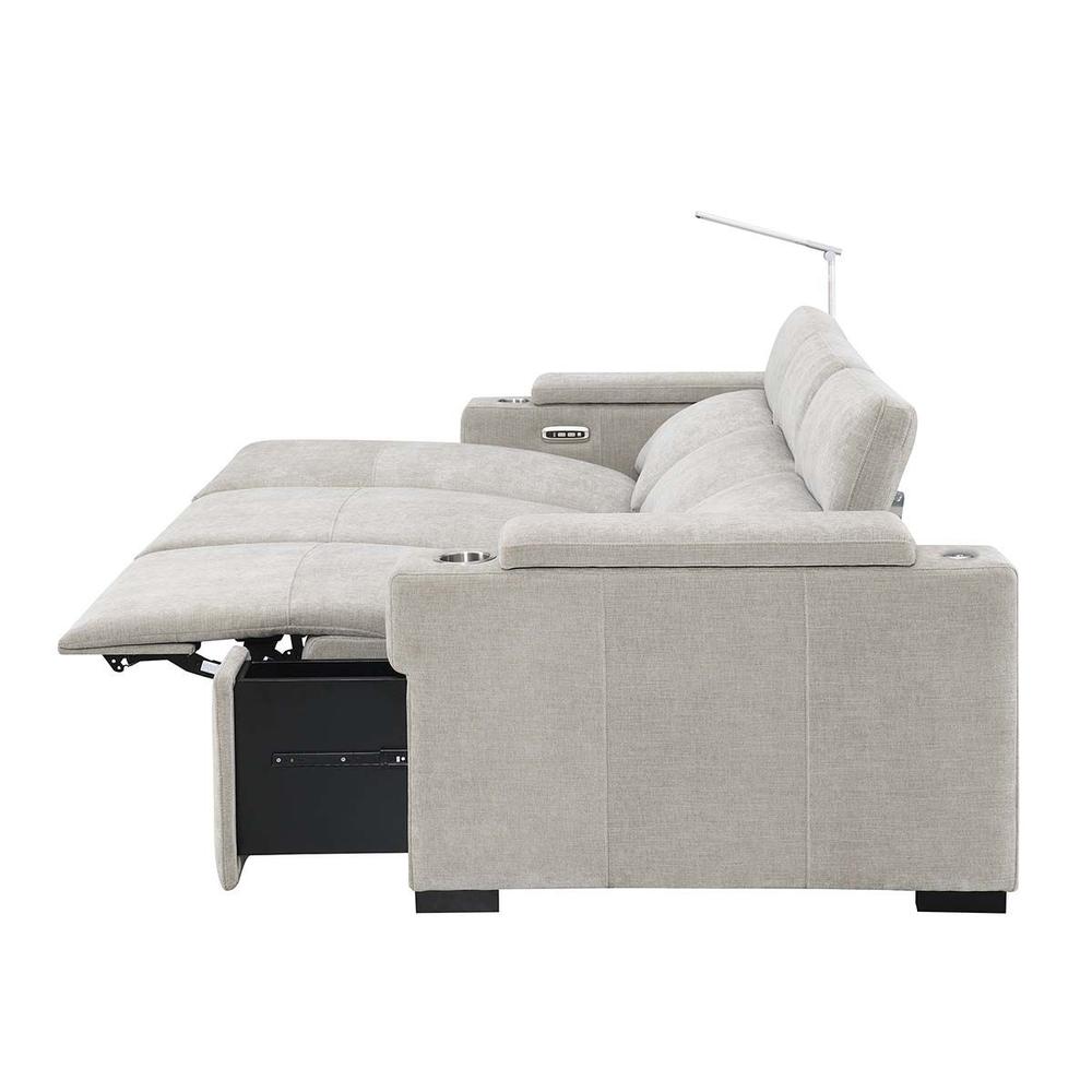 RowOne Calveri Microfiber Fabric 3 Seat Sofa Power Recline - Taupe - RowOne-RO9010-R3SFA-TAUPE-FABRIC