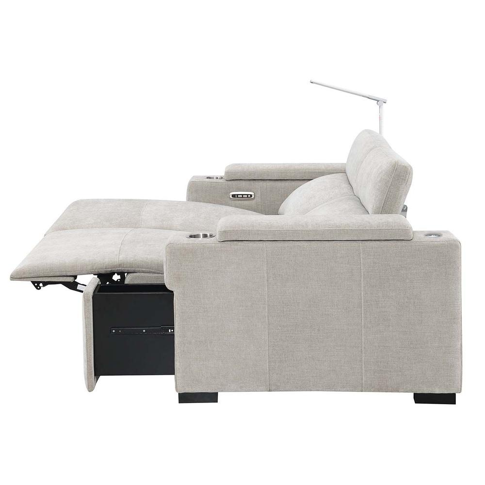 RowOne Calveri Microfiber Fabric 2 Seat Loveseat Power Recline - Taupe - RowOne-RO9010-R2LSH-TAUPE-FABRIC