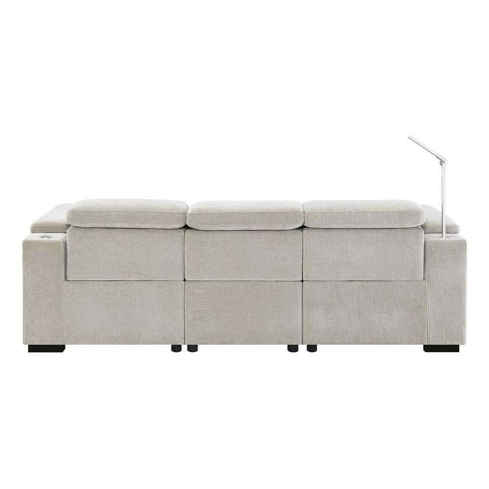 RowOne Calveri Microfiber Fabric 3 Seat Sofa Power Recline - Taupe - RowOne-RO9010-R3SFA-TAUPE-FABRIC