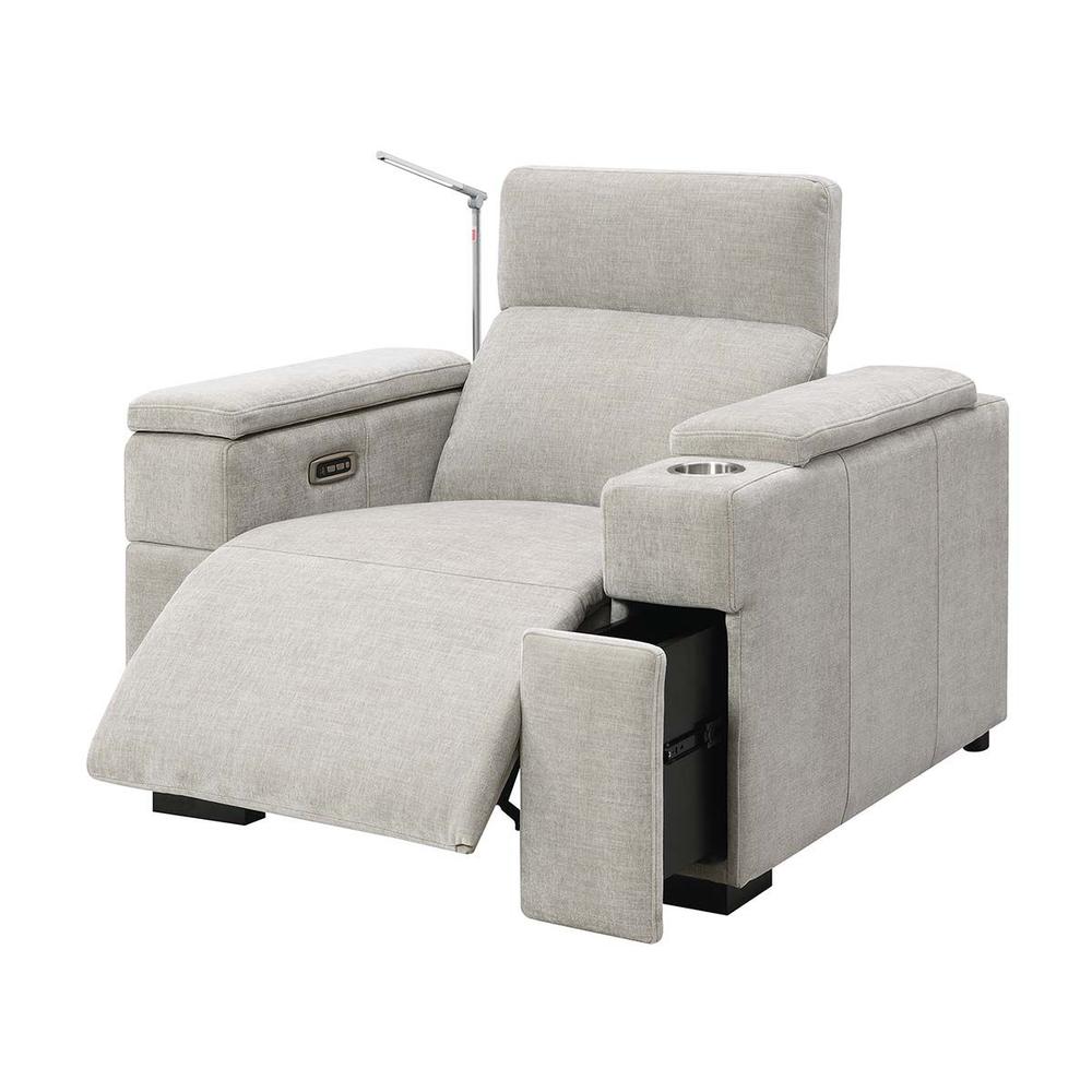 RowOne Calveri Microfiber Fabric 2-Arm Chair Power Recline - Taupe - RowOne-RO9010-08H-TAUPE-FABRIC