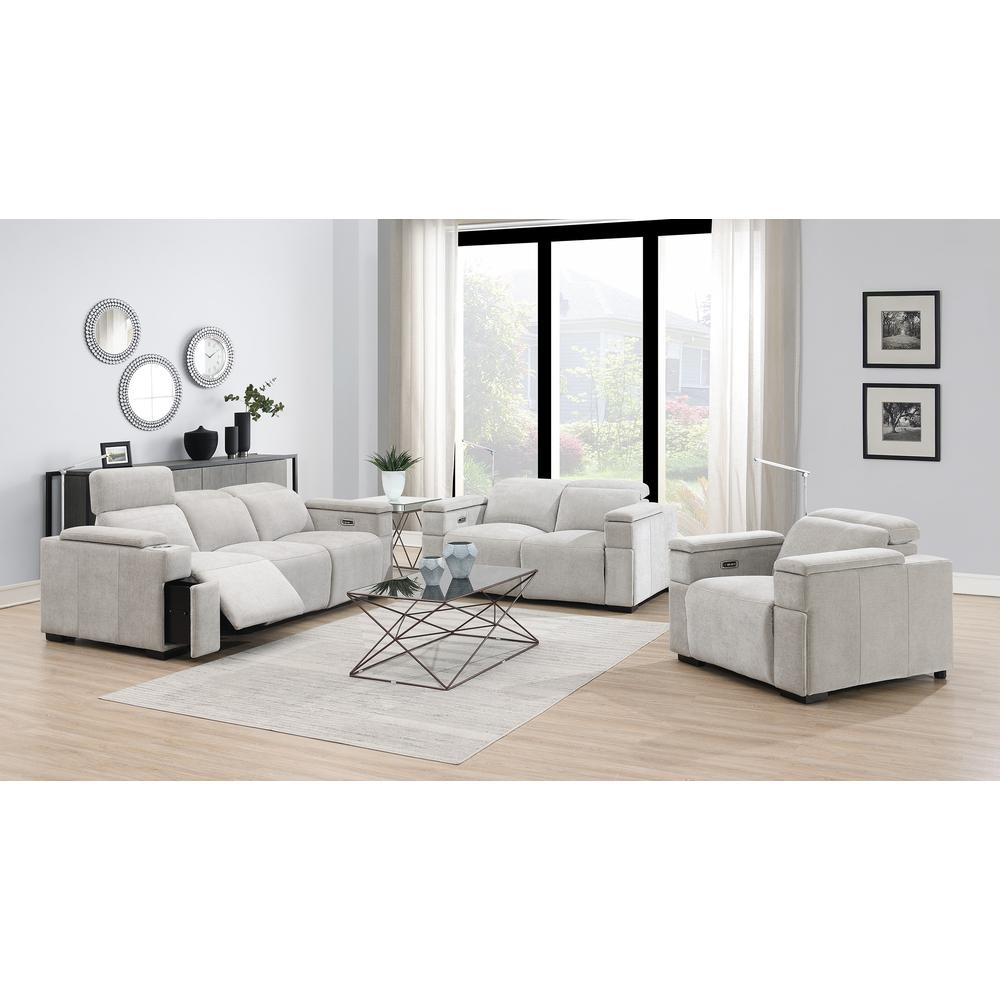 RowOne Calveri Microfiber Fabric 3 Seat Sofa Power Recline - Taupe - RowOne-RO9010-R3SFA-TAUPE-FABRIC