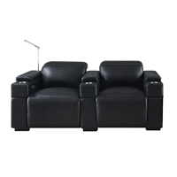 RowOne Calveri Black Leather 2 Seat Loveseat Power Recline