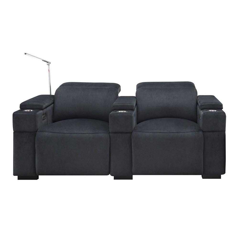 RowOne Calveri Microfiber Fabric 2 Seat Loveseat Power Recline - Charcoal - RowOne-RO9010-R2LSH-CHARCOAL-FABRIC