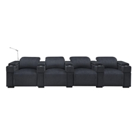 RowOne Calveri Microfiber Fabric 4 Chair Straight Row with Loveseat Power Recline - Charcoal