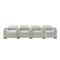 RowOne Calveri Microfiber Fabric 4 Chair Straight Row Power Recline - Taupe