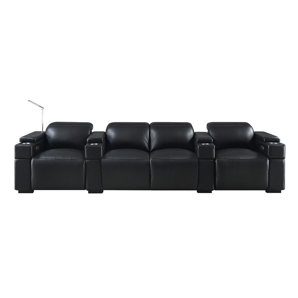 RowOne Calveri Black Leather 2-Arm Swivel Base Chair Power Recline - RowOne-RO9010-15H-BLK