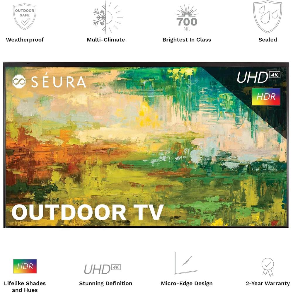 S&#233;ura Shade Series 2 55" Outdoor Television 4K Weatherproof Bright LED TV-SHD2-55 - Seura-SHD2-55