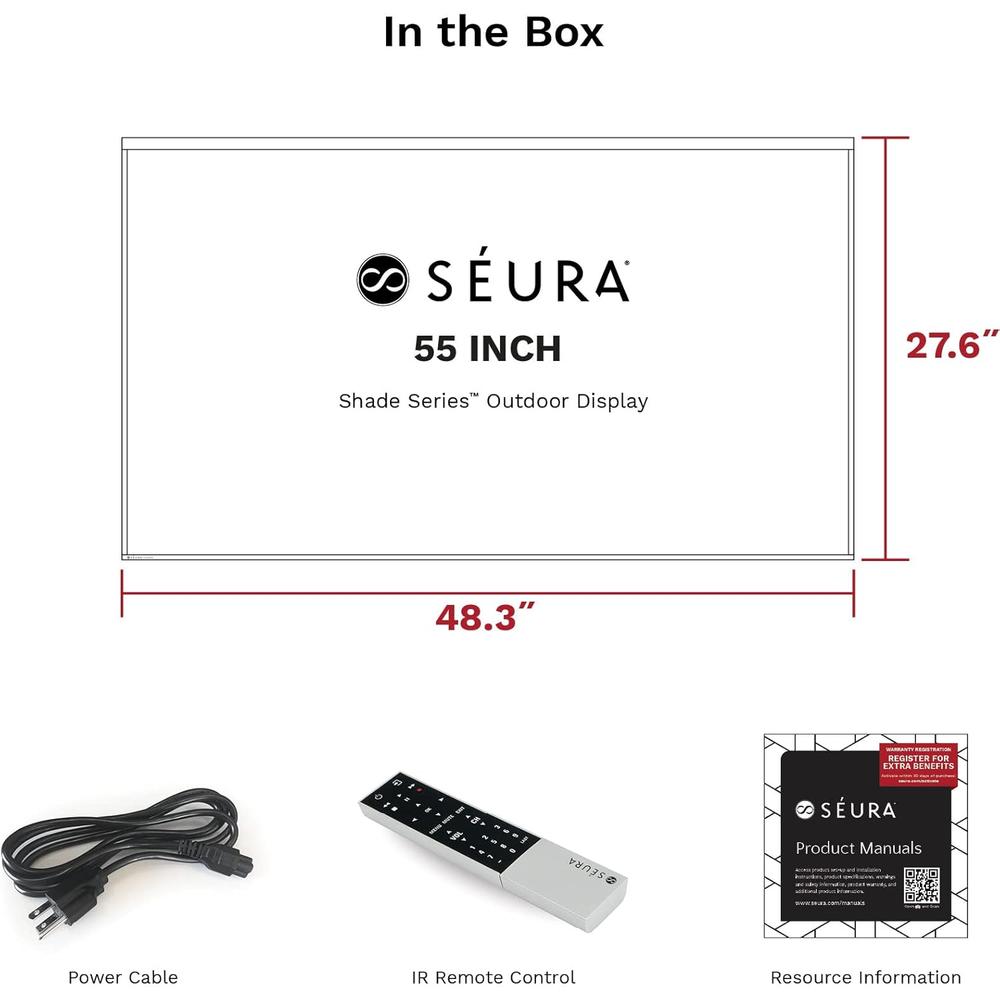 S&#233;ura Shade Series 2 55" Outdoor Television 4K Weatherproof Bright LED TV-SHD2-55 - Seura-SHD2-55