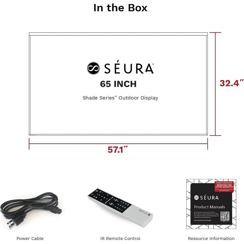 S&#233;ura Shade Series 2 65" Outdoor Television 4K Weatherproof Bright LED TV-SHD2-65 - Seura-SHD2-65