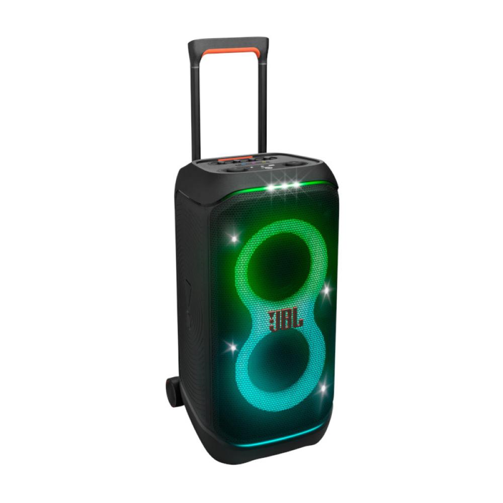 JBL PartyBox Stage 320 Portable party speaker - JBL Pro Sound, lightshow, splashproof, telescopic handle, wheels - Black